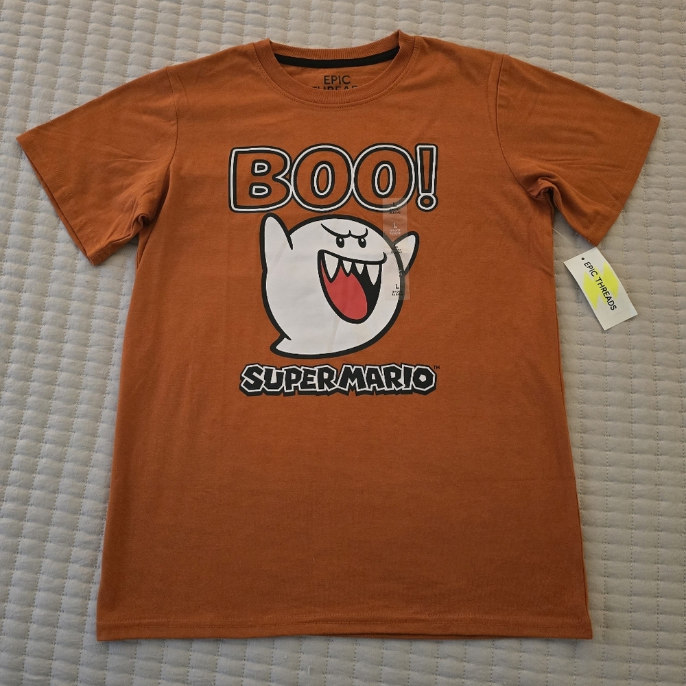 Super Mario 'BOO!' Graphic Tee - Orange